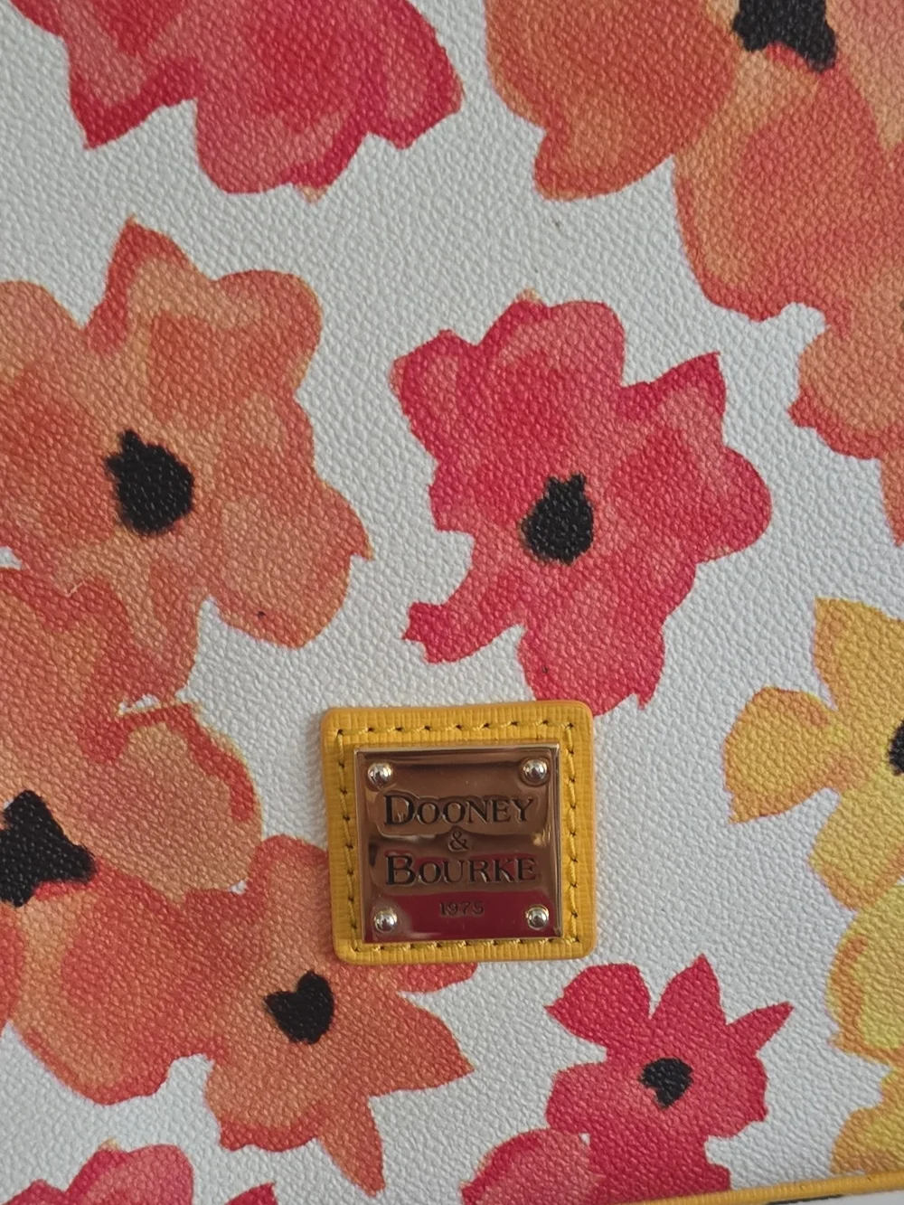 Dooney & Bourke Yellow Floral Dome Satchel with Red and Orange Blooms